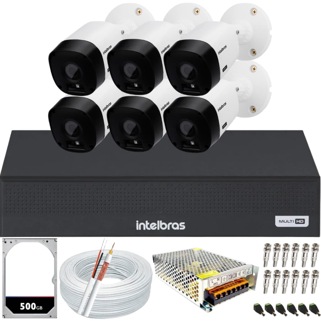 INTELBRAS Kit 6 Câmeras Vhl 1120 Hd 20mts Dvr De 8 Canais