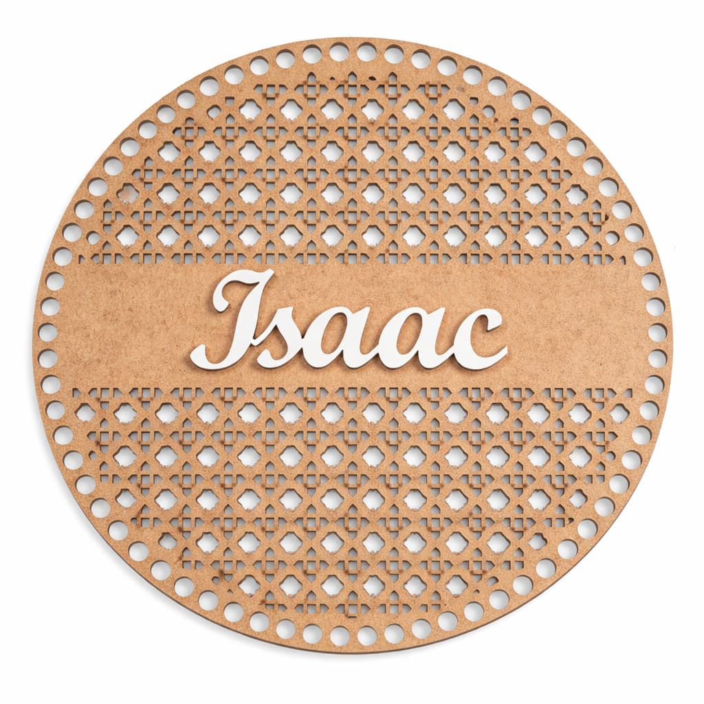 Porta Maternidade Estilo Palha Indiana MDF Com Nome MDF para Base de Croche