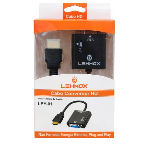 Conversor VGA para HDMI com Áudio Lehmox LEY-01 Full HD 1080p