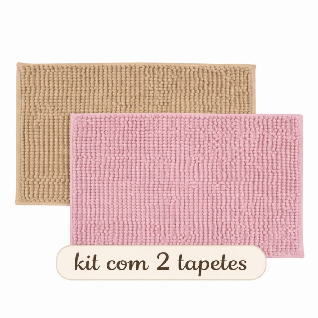 Kit 2 Tapete Banheiro Bolinha Antiderrapante Absorvente Microfibra Lindo Macio Barato Saída Box Piso