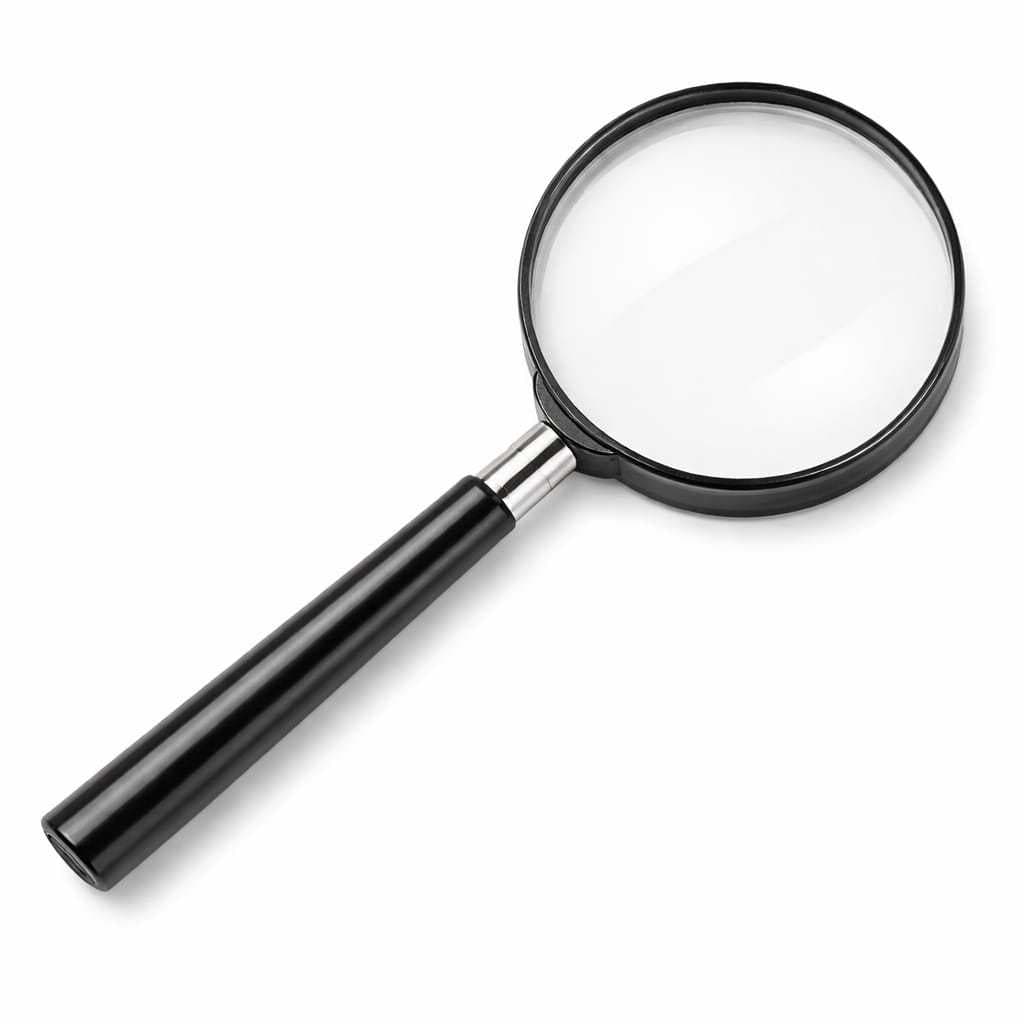 Lupa de aumento para leitura 60MM com cabo preto/lente de vidro- inspensção/ alta definição