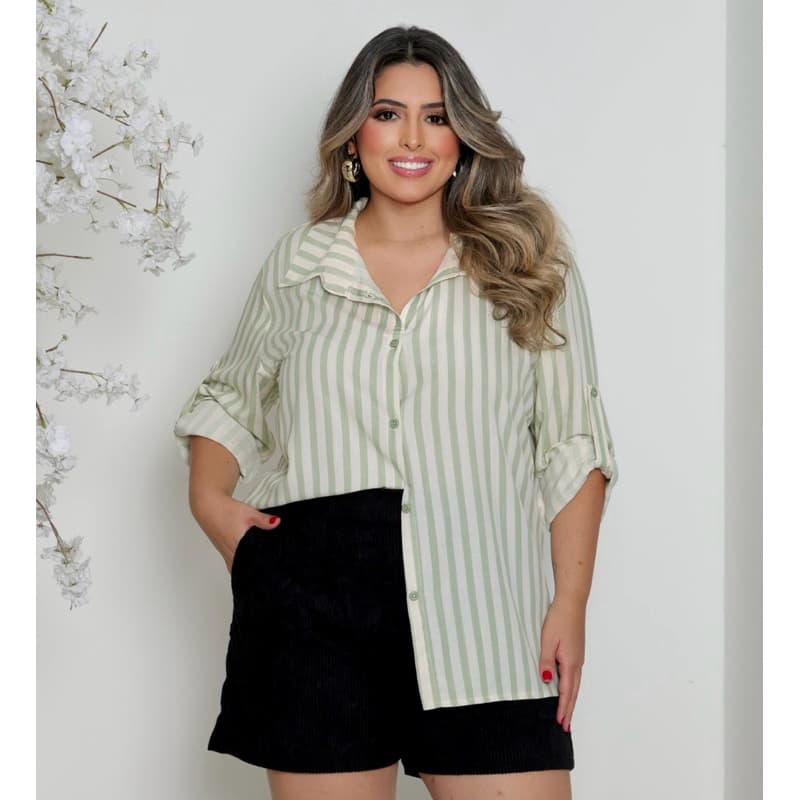 Blusa social listrada G1 G2 G3 Blusa de listras camisa social listrada camisa plus size