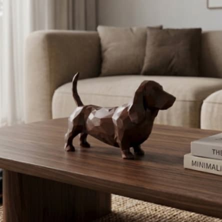 Cachorro Salsicha Dachshund Cachorro Geométrico Decorativo Decoração Casa Sala Dog Low Poly Escritório Presente Criativo