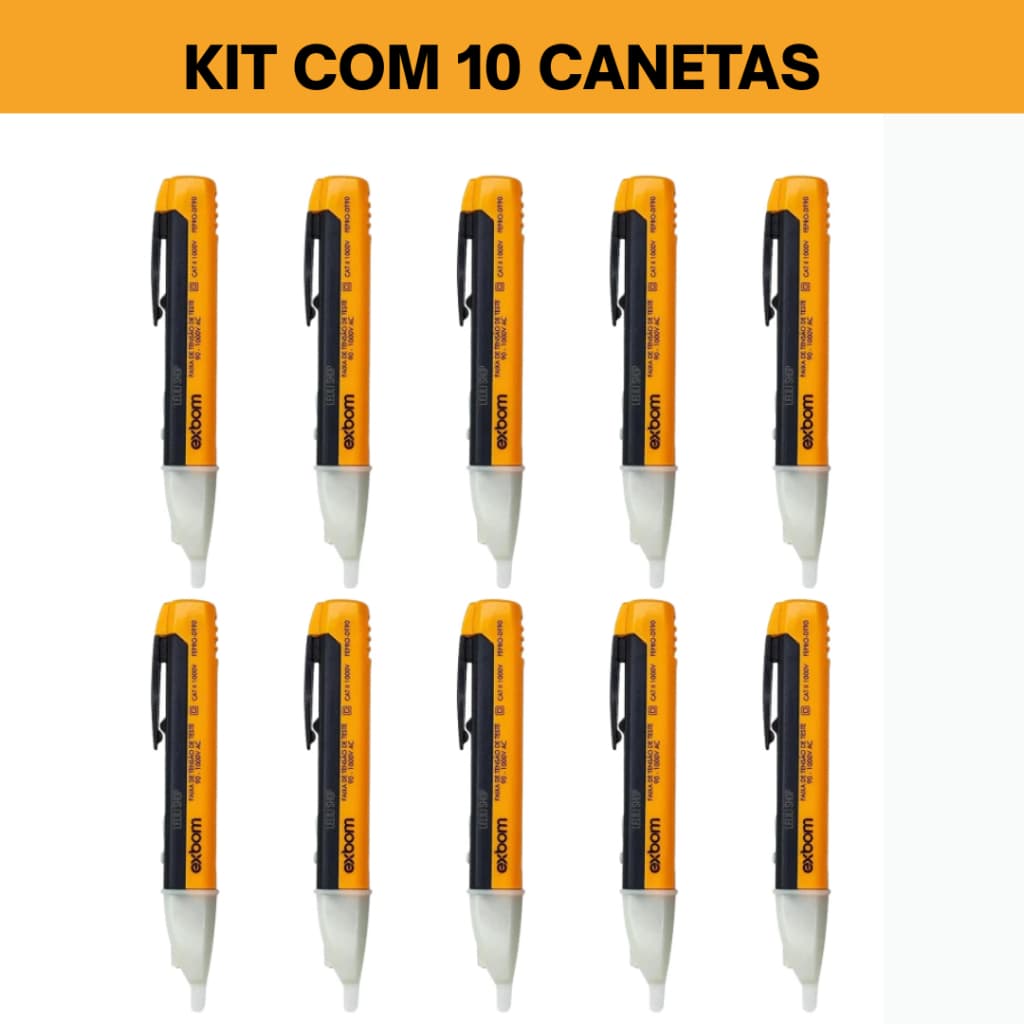 Kit 10 Canetas Detectoras Correntes Elétricas Tensão Teste sonoro + Pilhas