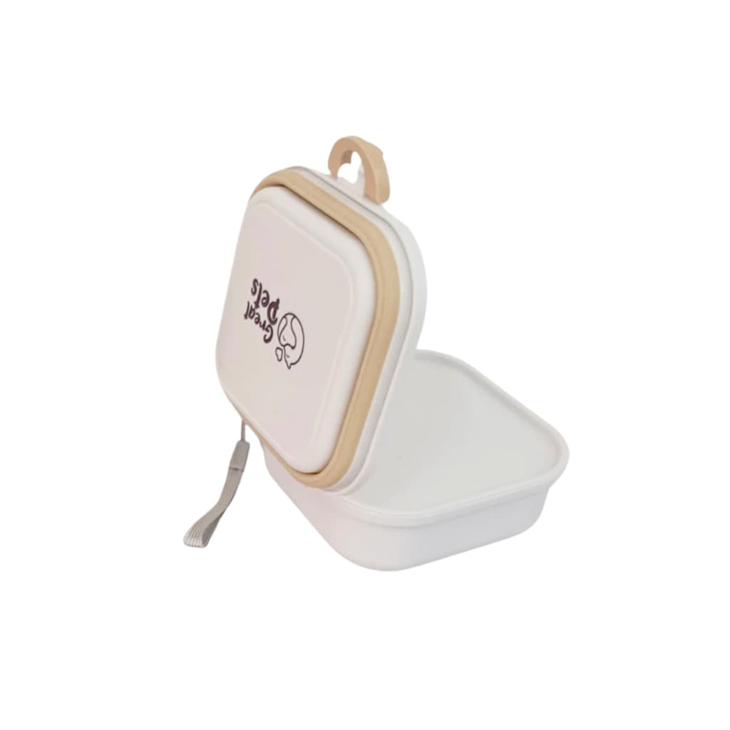 Lancheira Pet Comedouro e Bebedouro de Viagem 2 em 1 Great Pets - Portátil e Compacto Branco