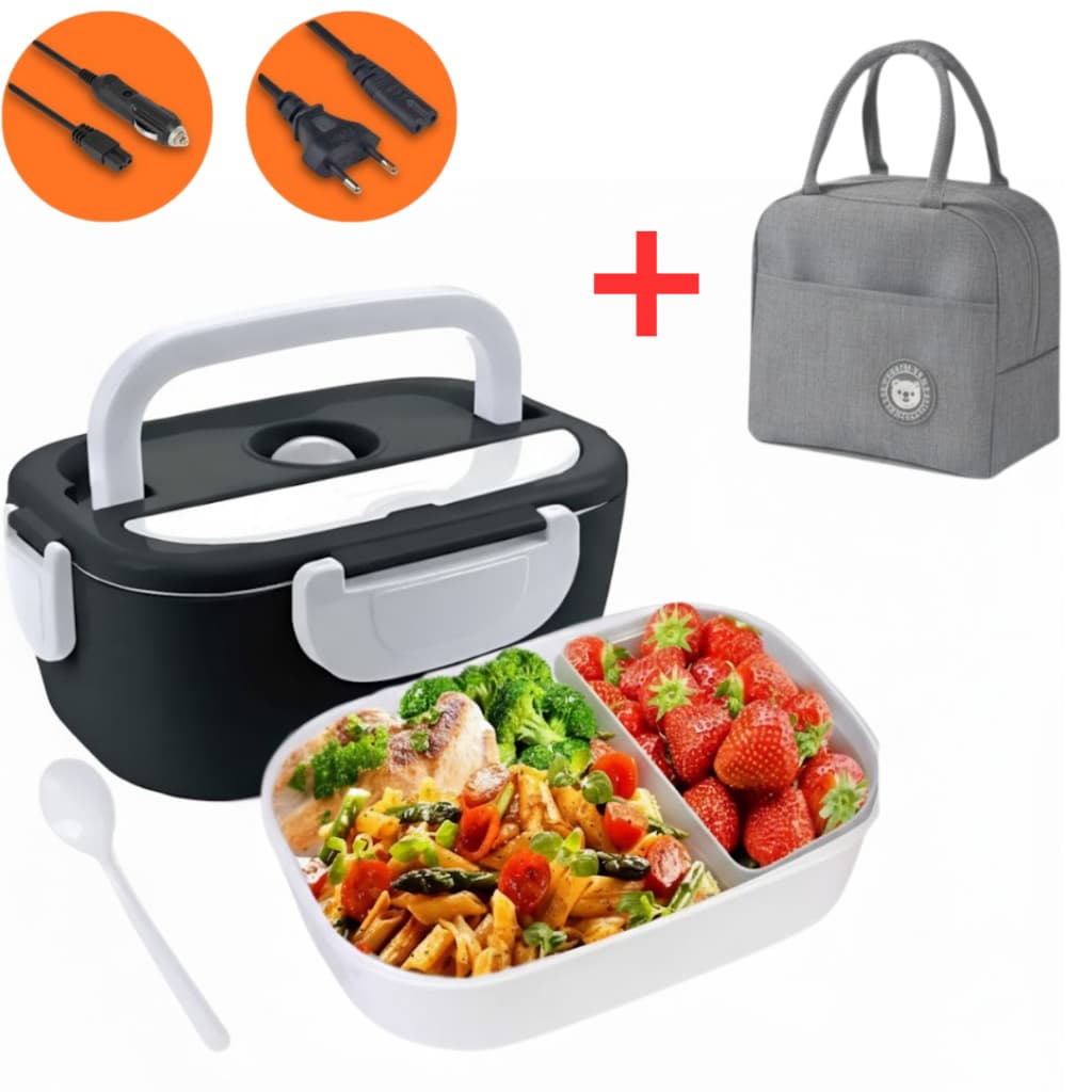 Marmita Elétrica Bivolt Carro Caminhão Casa 110/220V E 12/24V Com Bolsa Térmica E Talher Premium