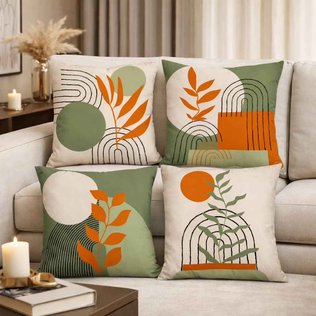 Kit com 4 Capas para Almofadas Decorativas Exclusivo 45X45cm Formas e Cores