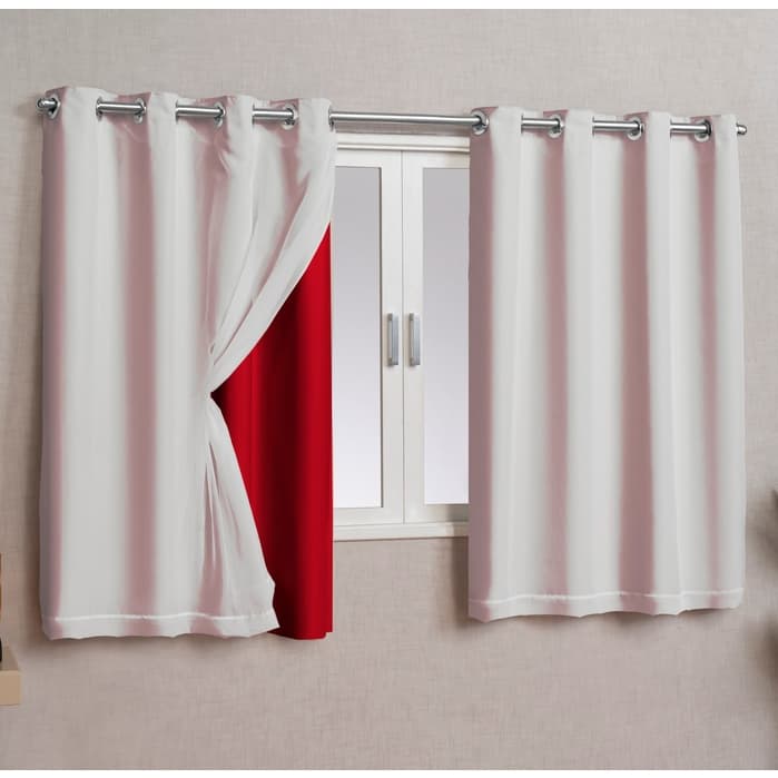 Cortina 2,80 largura x 1,60 altura 100% Blackout PVC c/ Voil - Sala Quarto Escritório Decoração