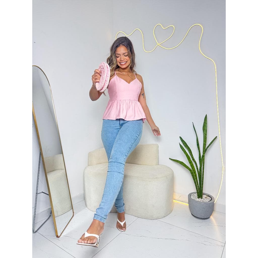 Blusa SOFIA regada feminina tem Elastex nas costas tendencia moda gringa