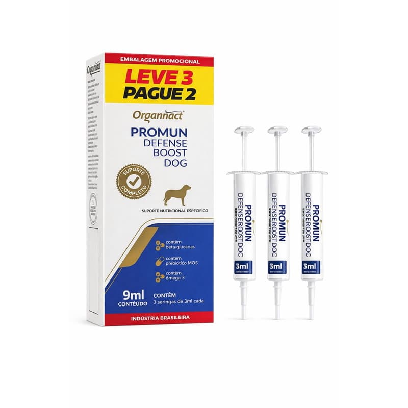 Kit Com 3 Promun Defense Boost Dog Organnact 3ml Suplemento Para Cães