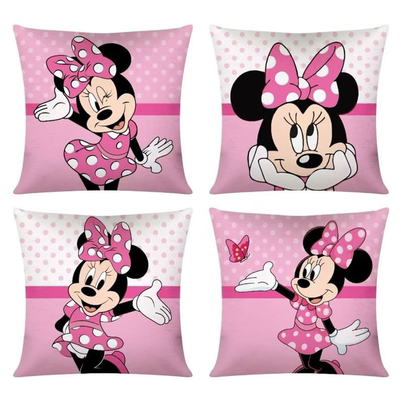 Kit 4 Capas de Almofada Mickey e Minnie 45x45 – Super Fofo e Decorativo