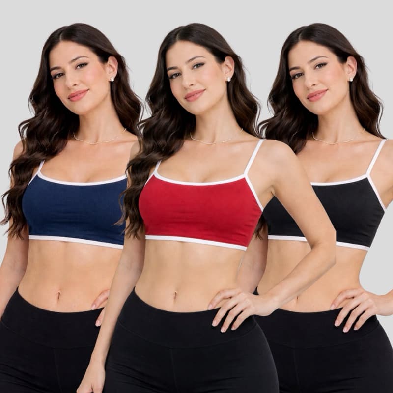 KIT 3 top Costa nua BICOLOR feminino fitness e casual cropped treino academia básico