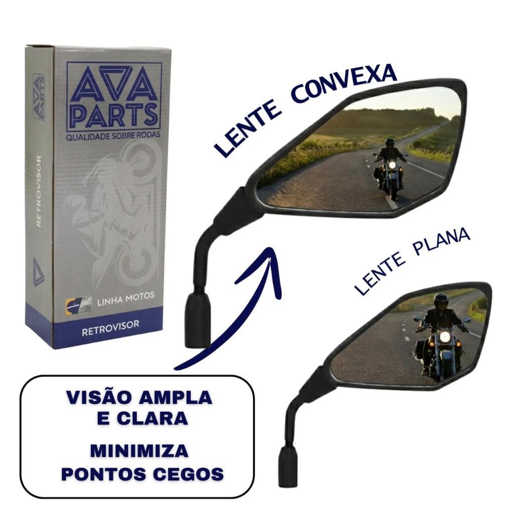 Par Espelho Retrovisor Lente Convexa Honda Titan Fan CG Yamaha YBR Factor Fazer Kawasaki Z400 M10