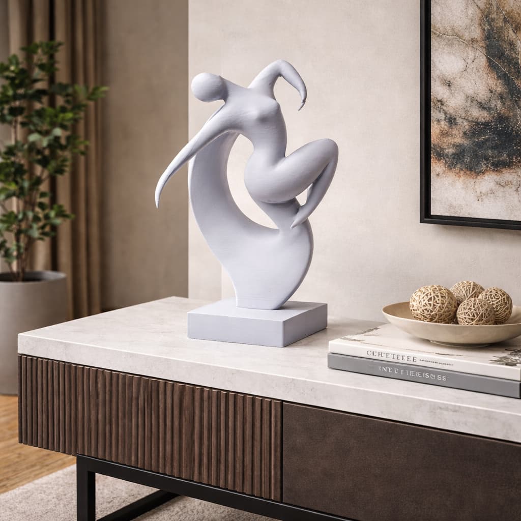 Escultura Abstrata Moderna em Movimento – 30cm | Decoração Sofisticada para Sala