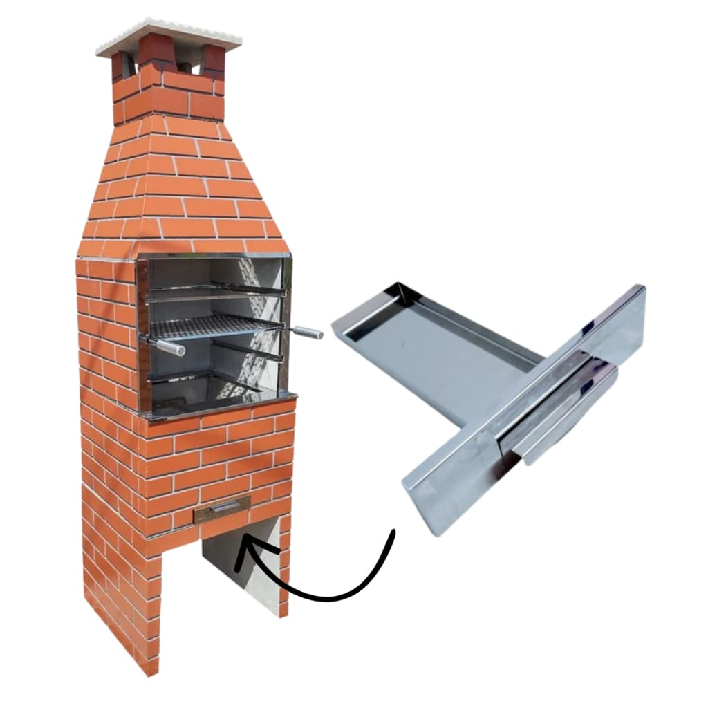 Gaveta Cinzeiro Inox Churrasqueira Coletor De Cinzas Removível Resistente Pre moldada Alta Durabilidade