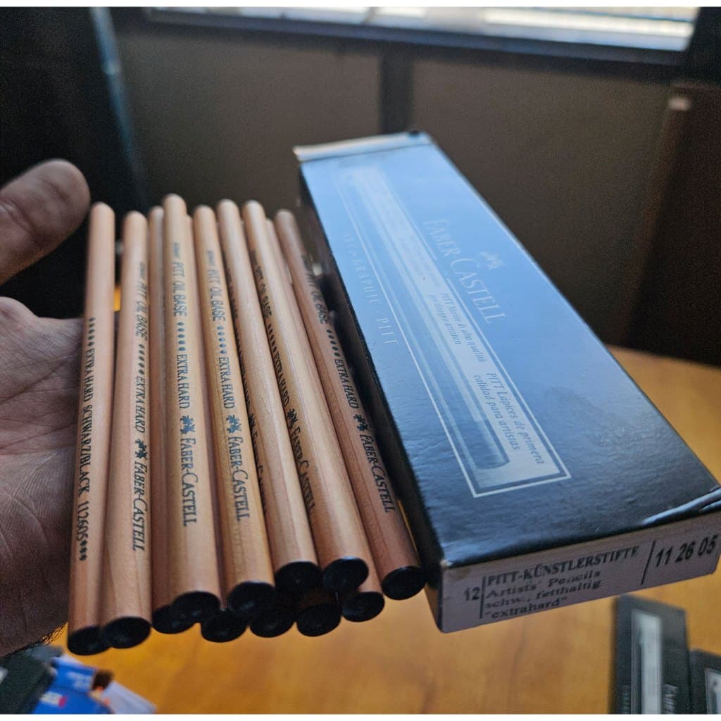 Caixa 12 Lápis Faber-Castell PITT Oil Base Extra Hard (Novo/Vintage)