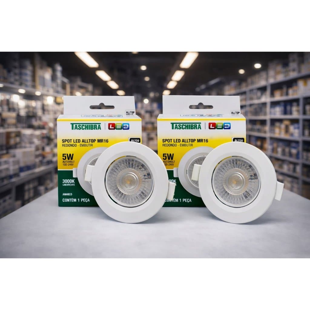 LUZ LED 5W SPOT DE EMBUTIR LUZ AMARELA LUMINARIA TASCHIBRA DE TETO