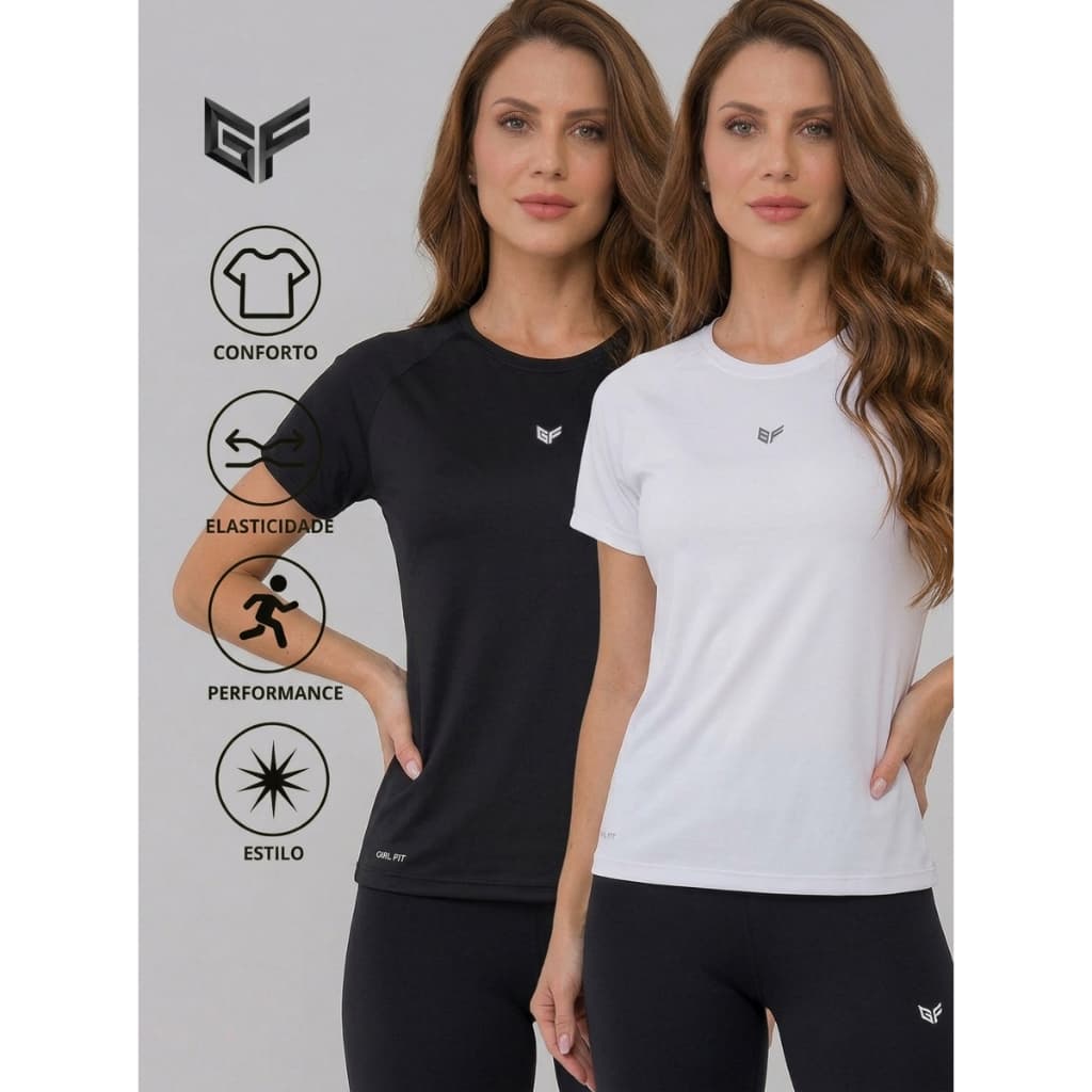 Kit de 2 Camisas de Academia Feminina DryFit - 2 Camisetas Feminina para Academia DryFit Esportiva