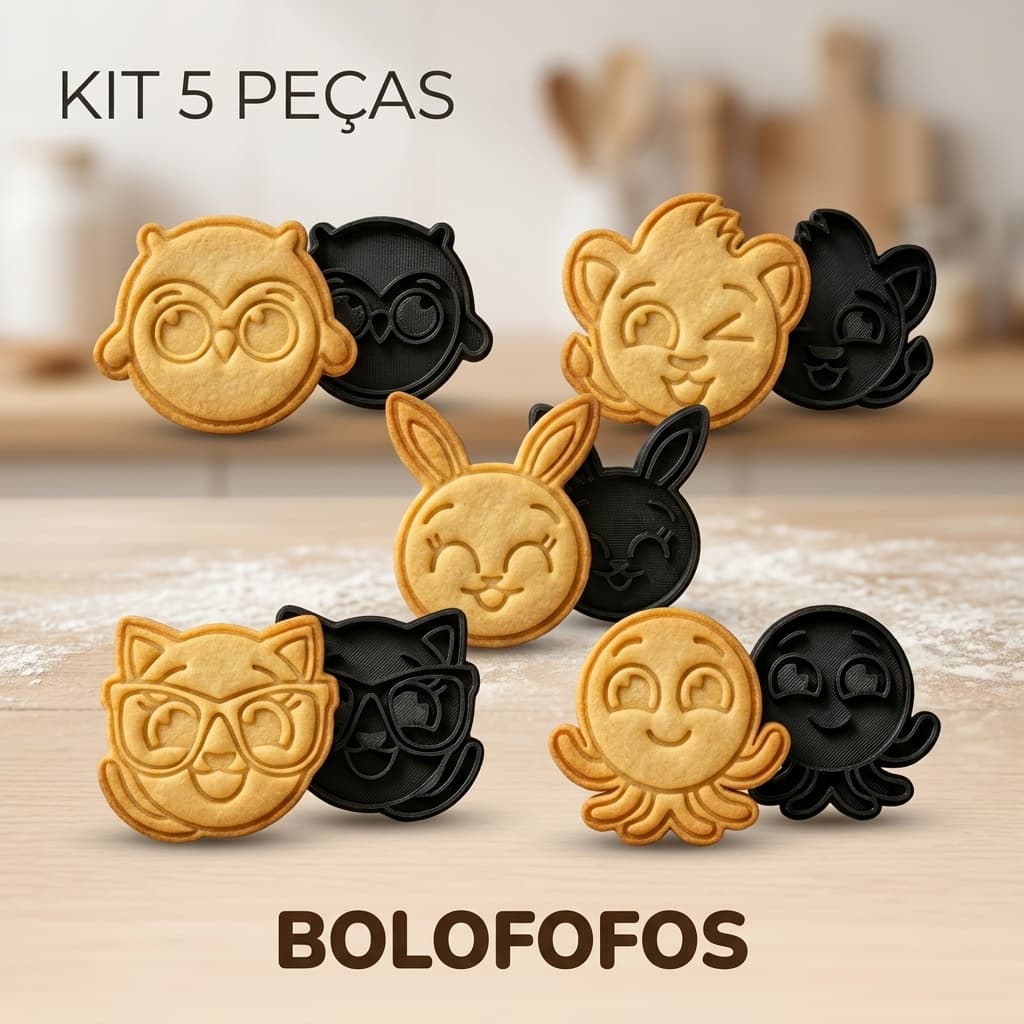 Cortador Biscoito Kit Bolofofos Confeitaria Fondant Pasta Americana Alta Precisão Sustentável