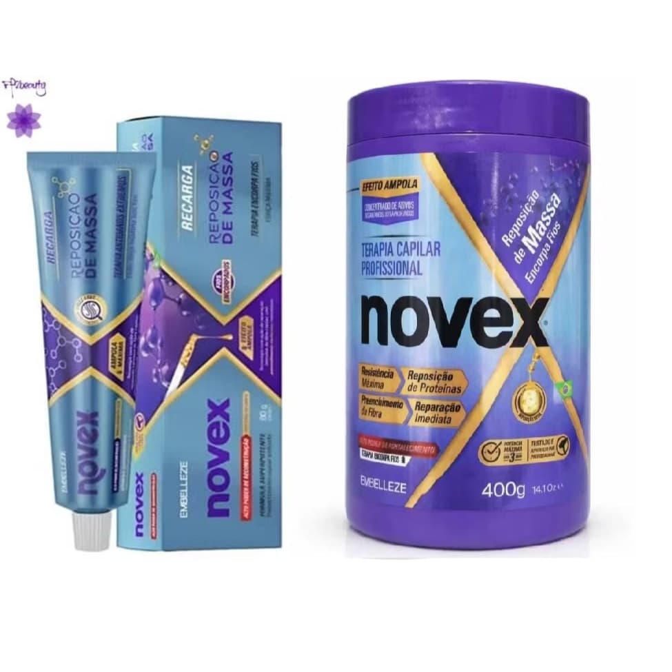 Kit Novex Creme Tratamento Repositor de Massa 400g + Recarga Repição de Massa 80g