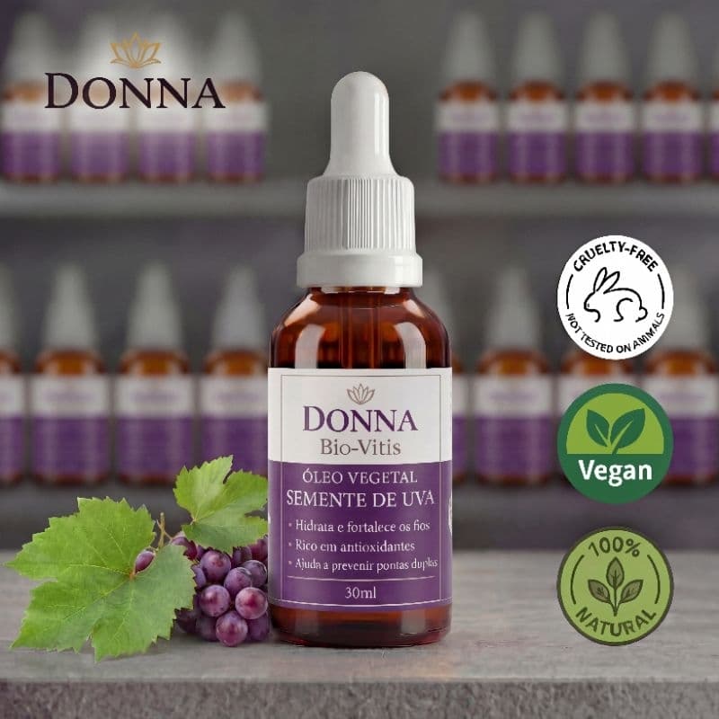 Óleo Vegetal de Semente de Uva - Donna Cosméticos - Cuidado com a pele e cabelo - 30ml