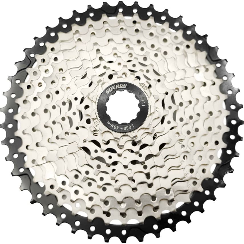 Cassete 10v 11/46D Sunrun K10 Niquelado Alumínio 1x10v 2x10v