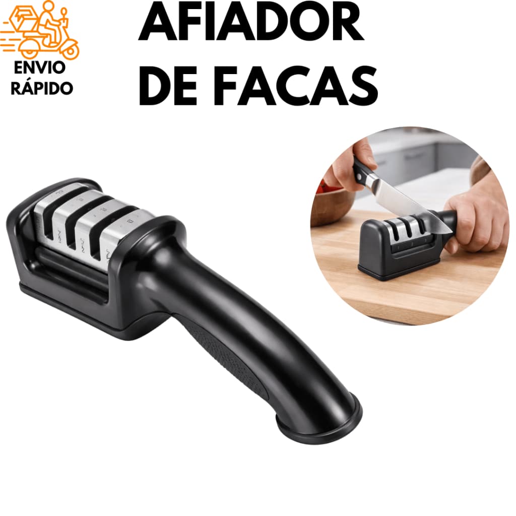 Afiador De Facas Manual Profissional 3 Níveis Cozinha Amolador