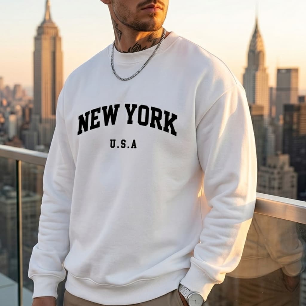 moletom masculino feminino blusa de frio casaco peluciado inverno branco estampado blusão capote new York