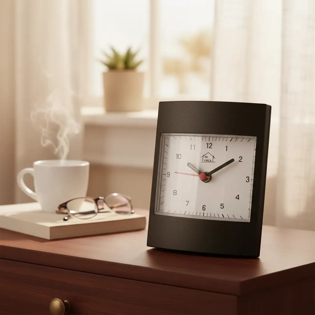 Relógio de Mesa 10cm Analógico com Alarme Despertador Compacto Portátil Quarto Escritório Pilha AA