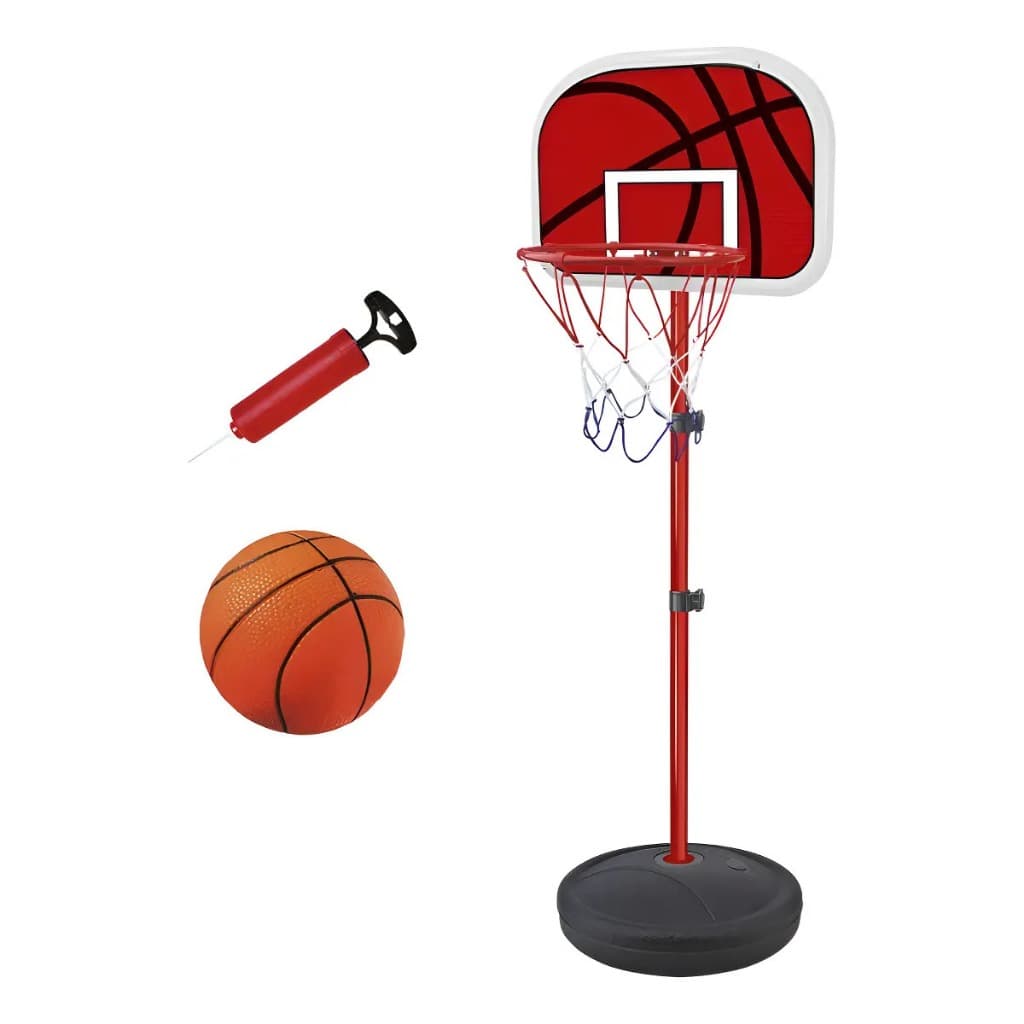 Cesta de Basquete Infantil Regulável Com Bola Bomba Pedestal Ajustável 105 a 139cm Portátil