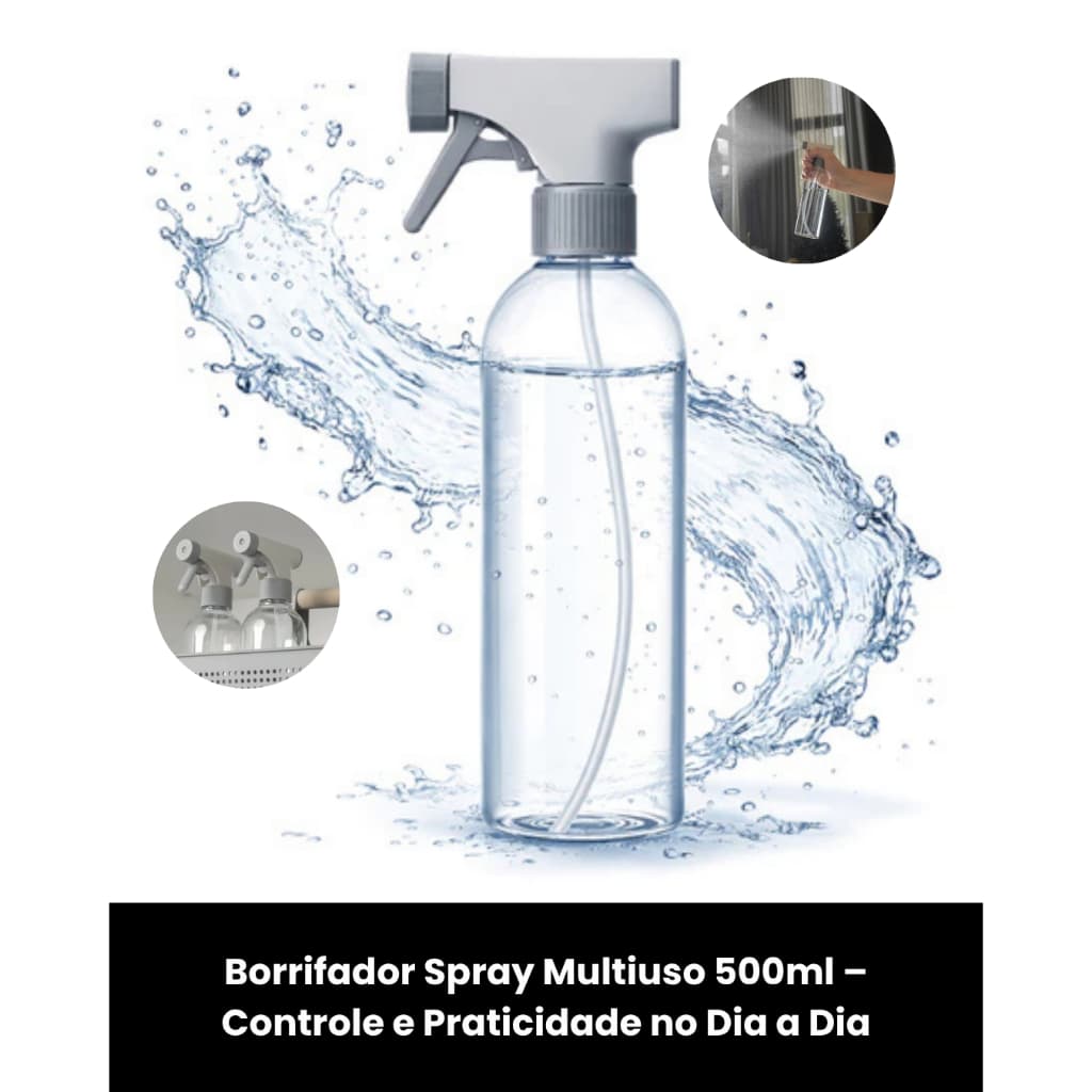 Borrifador Spray 500ml Multiuso Limpeza Jardinagem Pulverizador Manual Transparente