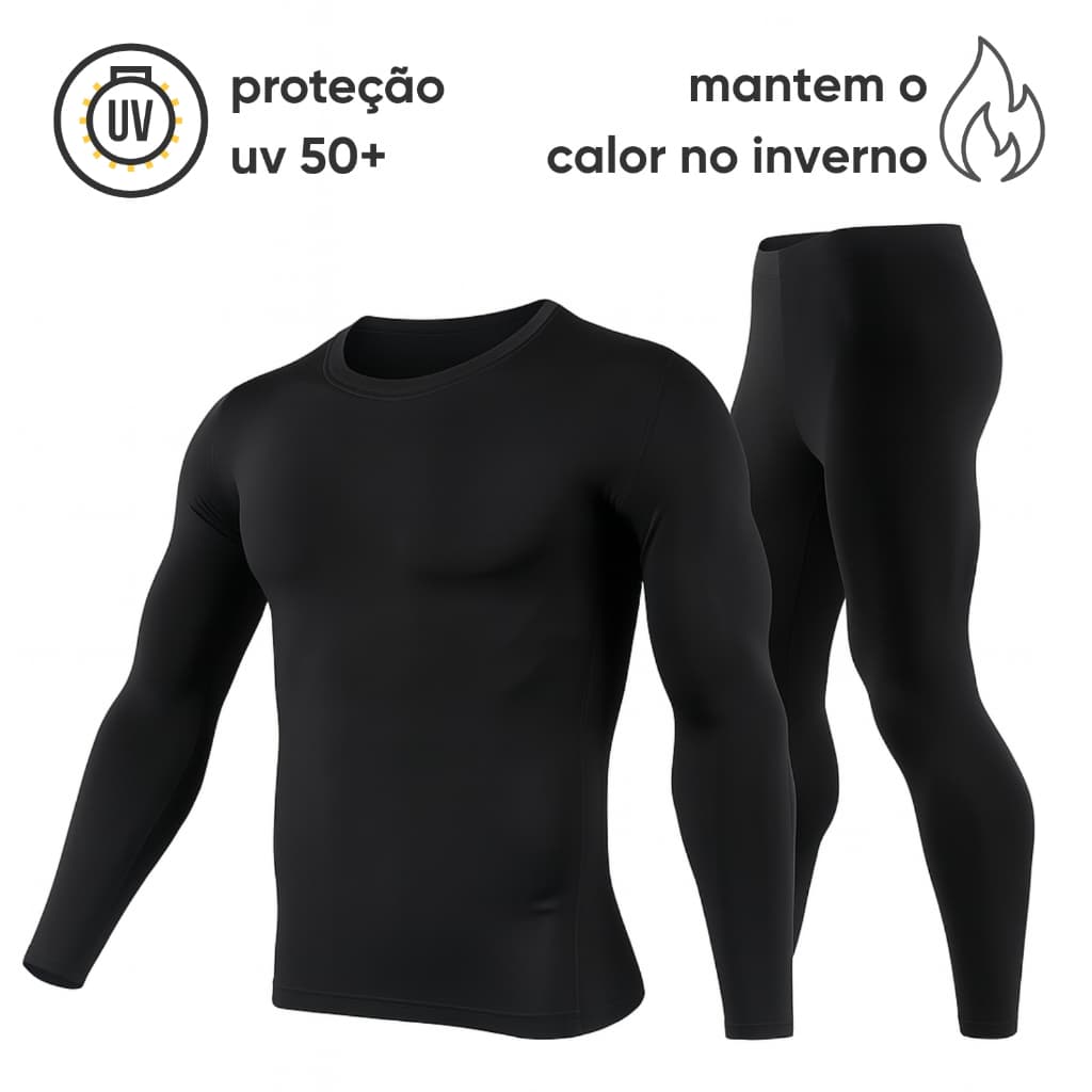 Conjunto Térmico Segunda Pele Proteção Uv+50 Camisa Blusa e Calça Unissex