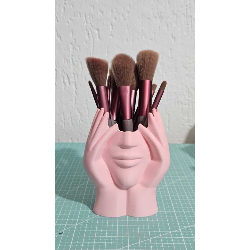 Porta Pincéis Rosto Feminino Decorativo Organizador Maquiagem Impressão 3D