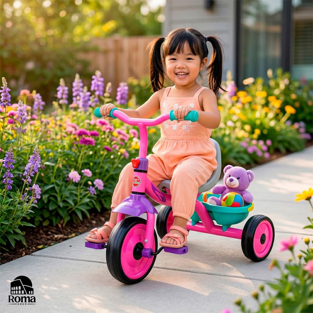 Triciclo Infantil 3 Rodas Crianças Bicicleta de 3 Rodinhas c/ Cesto Menina Menino Diversão Garantida