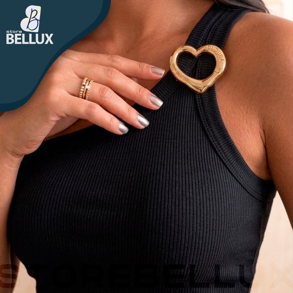 Blusa Regata Um Ombro Só com Fivela Feminina Ribana Canelada Blusinha Elegante Mula Manga