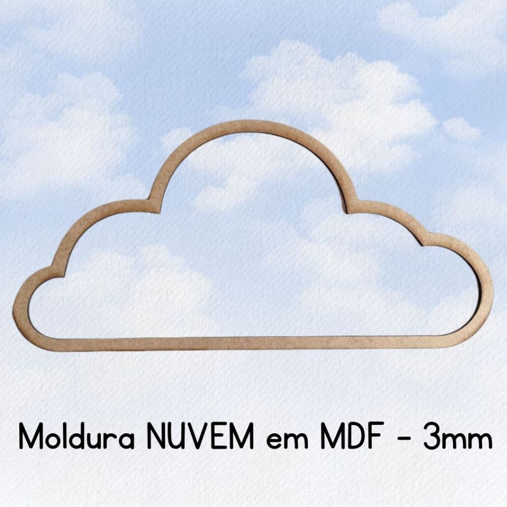 KIT 3 NUVENS em MDF - Moldura para decoração de MDF cru - 3mm - 3 unidades - FORMATO NUVEM