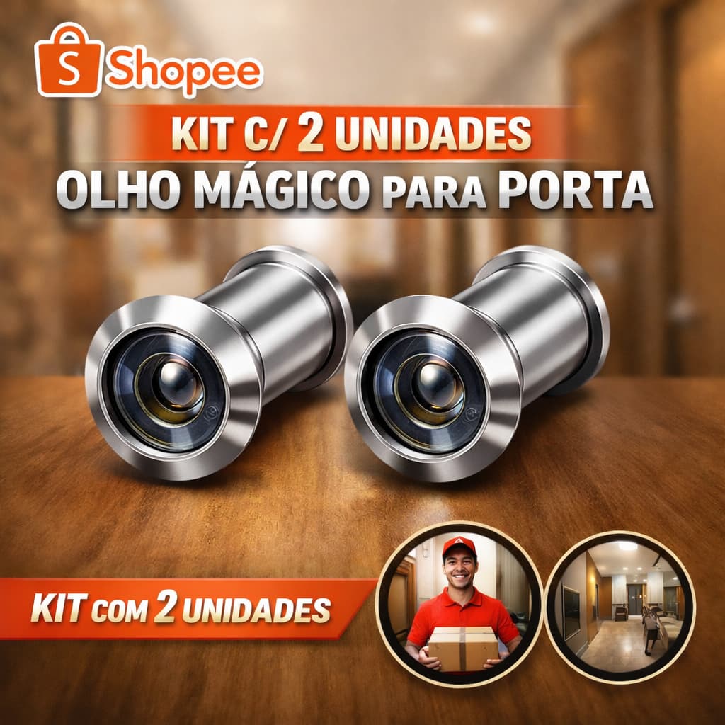 Kit c/2 Olho Mágico Para Porta 200° Visão Ampla Aço Cromado Segurança Residencial Fácil instalação