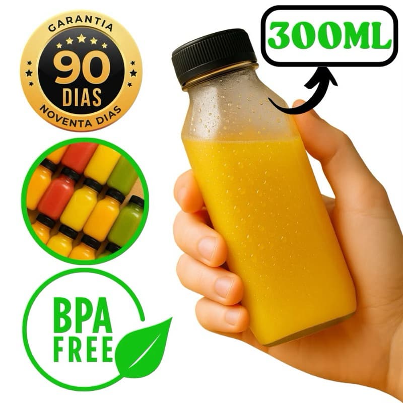 Garrafas PET 200ml/300ml/500ml com Tampa Vedante – Livre de BPA + Envio Imediato