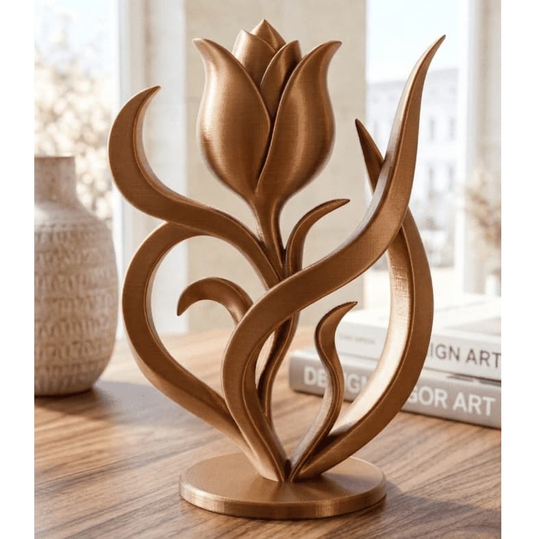 Flor Tulipa Articulada 3D Decoração Abstrata Premium - Presente Criativo e Moderno - Monte Suas Cores