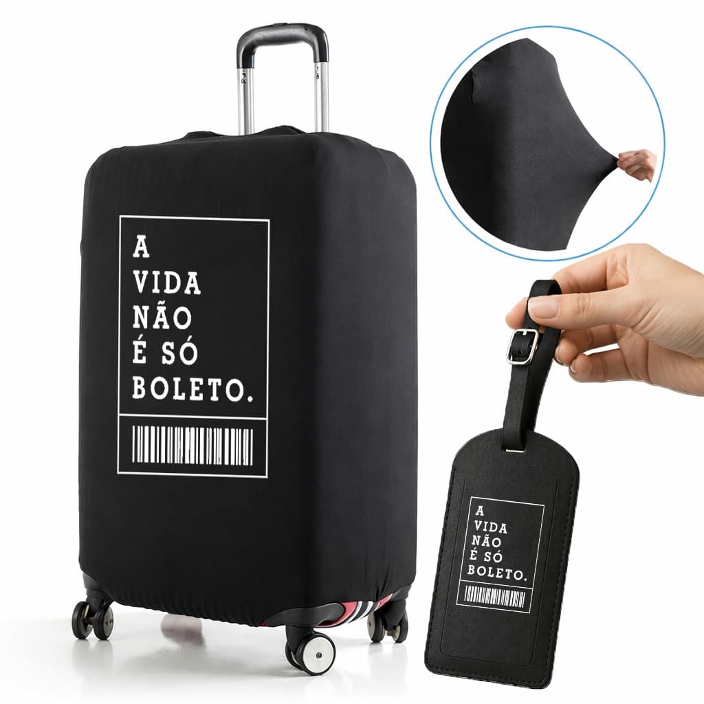 Capa De Mala 8 a 23KG A Vida Não é Só Boleto Premium Protetor Bagagem Para Viagem Protetora Grande