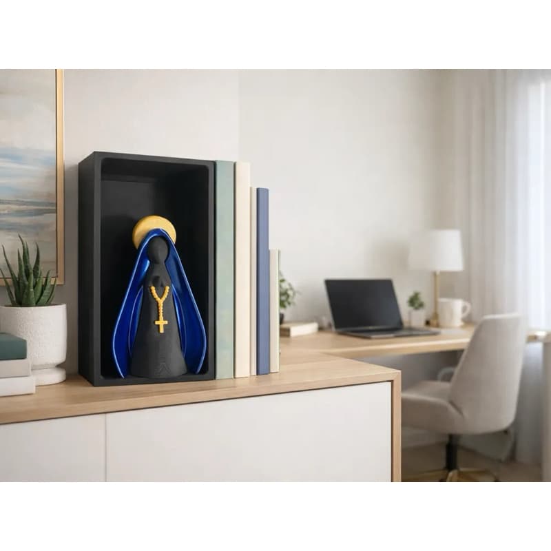 Diorama Livro Nossa Senhora Aparecida 20cm – Decoração Religiosa 3D Premium