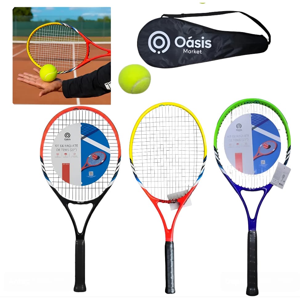 Raquete Profissional De Tênis Com Mala Bola Treinamento Raquetes de tênis Bolinha Capa Oasis Market