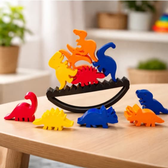 Jogo de Equilíbrio Dinossauros 3D | Brinquedo Educativo | Quem Derrubar Perde