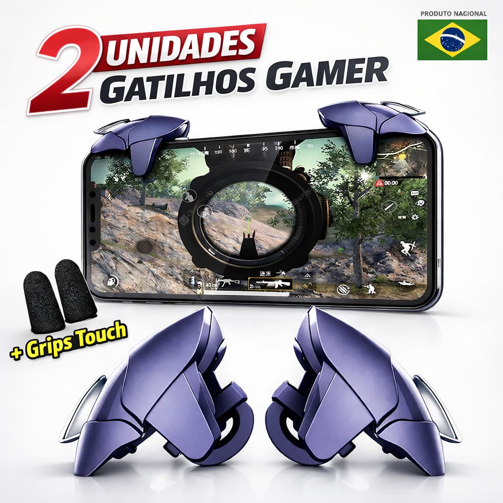 Kit Gamer Gatilho De Disparo + Luvinha Botão L1 R1 De joystick Móvel / Jogar FPS/ PUBG/ Free Fire RX