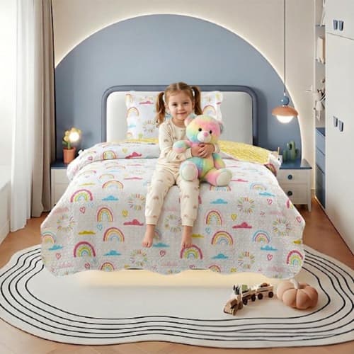 Colcha Solteiro Cobre Leito 2 peças quarto de meninas matelado infantil desenho juvenil