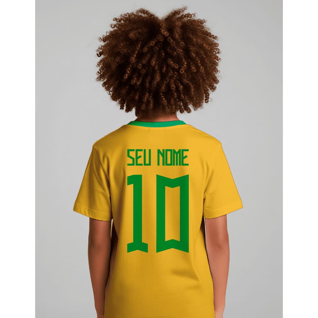 Camiseta Personalizada com SEU NOME e NÚMERO Adulto e Infantil para crianças copa Brasil