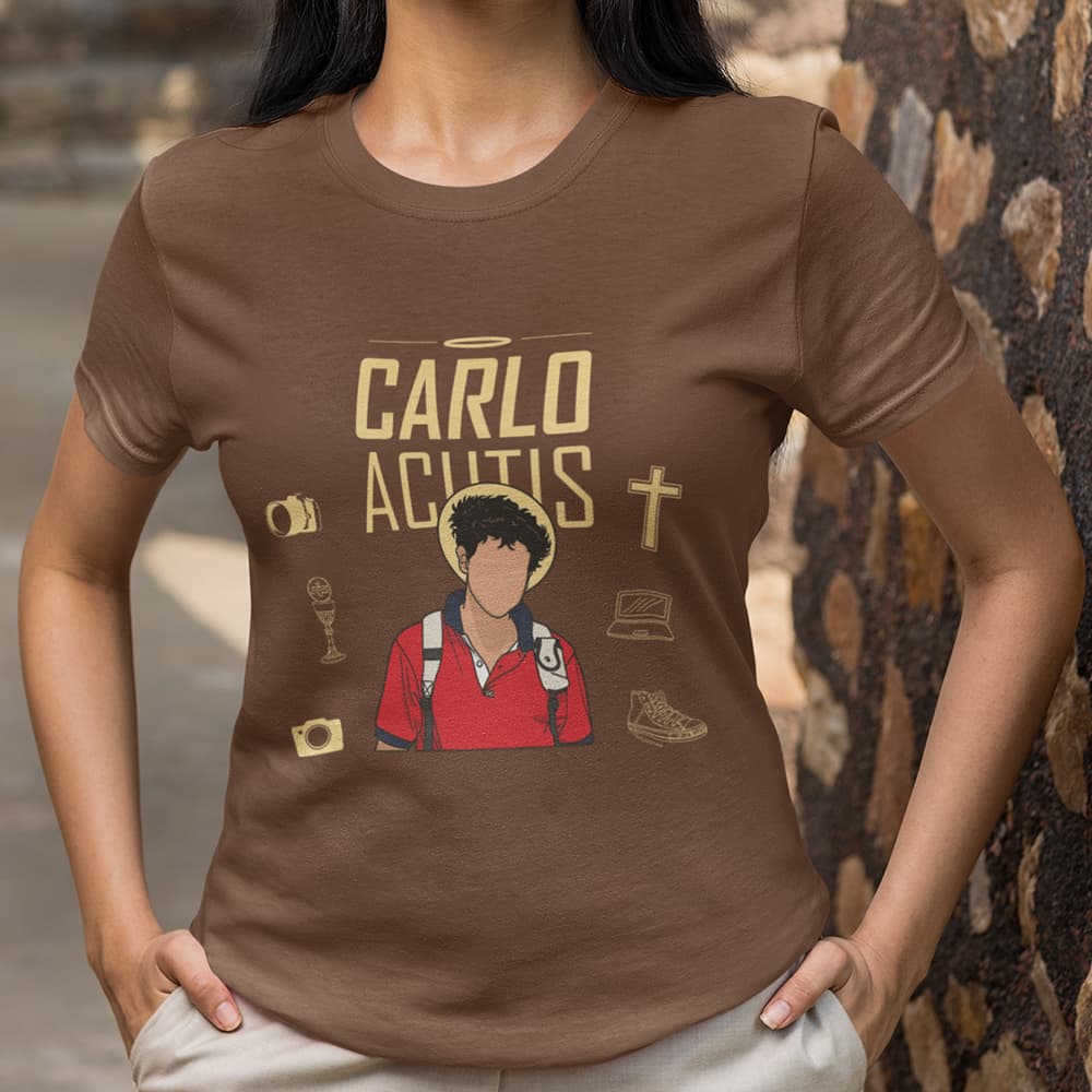 Camiseta Unissex Carlo Acutis Estampa Religiosa Jovem Católica Moderna