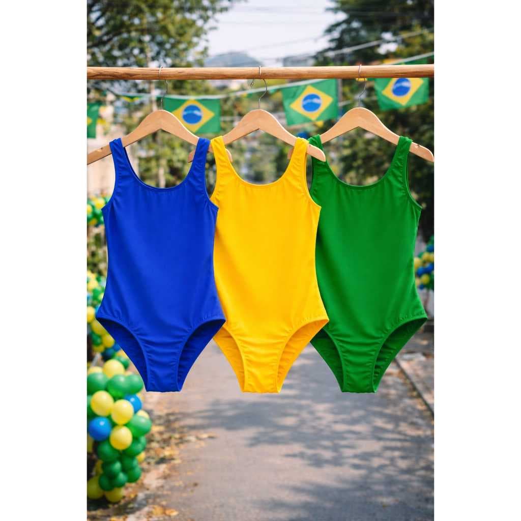 Maiô infantil Brasil| Body copa Menina Verde Azul Amarelo| Bory brasil|Bory juvenil copa