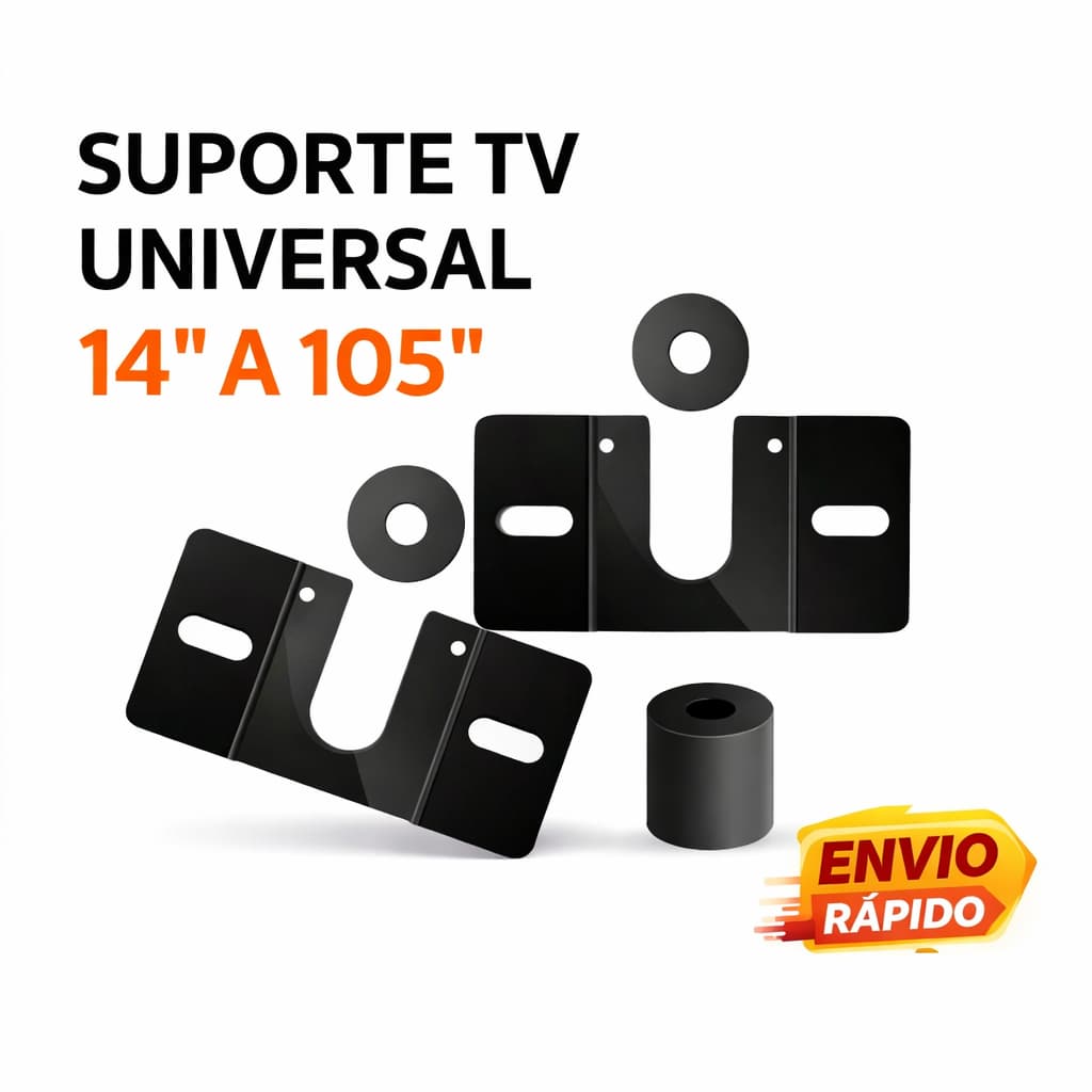 Suporte TV Fixo Universal 14 a 105 Polegadas Parede Aço Carbono Reforçado com Parafusos TecFix