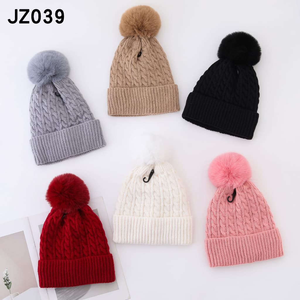 Touca Feminina Forrado Inverno Quente Touca Forrada Com Pompom De Pelúcia Adulto